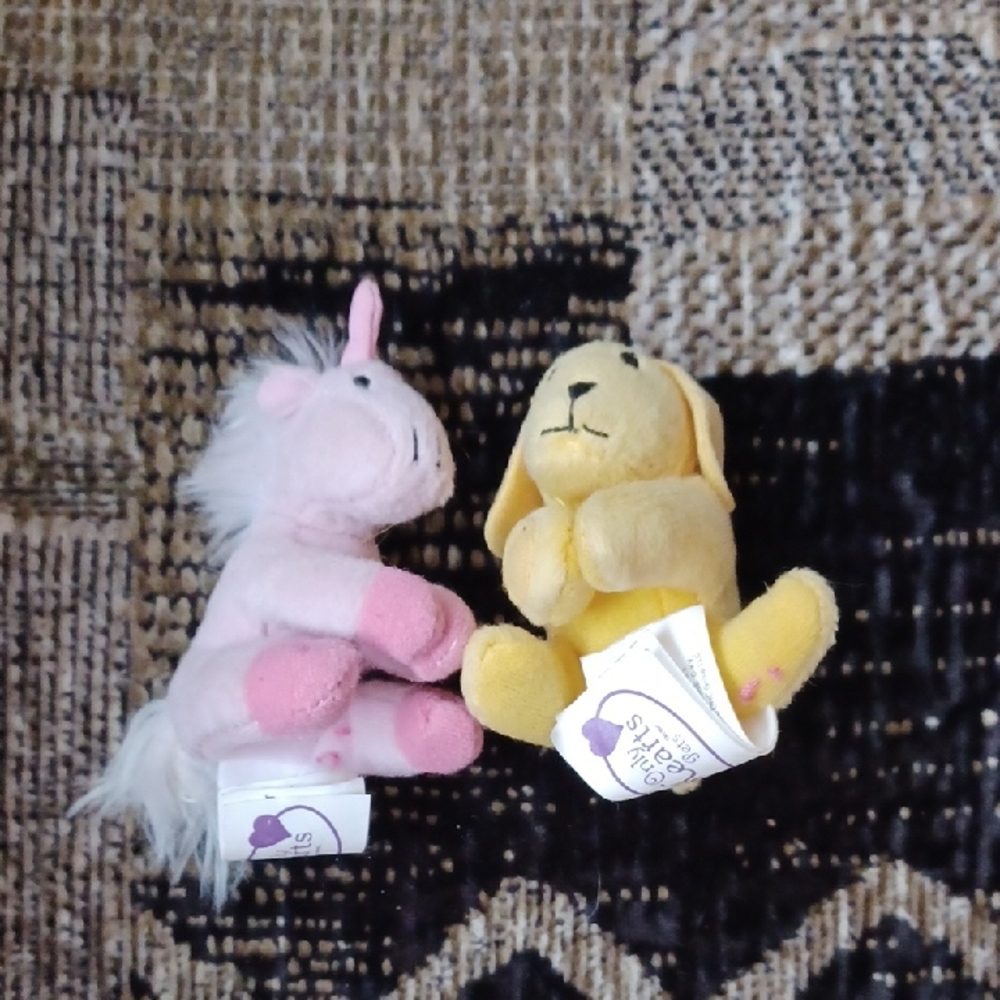 4/$30 Only Hearts Pink Unicorn & Yellow Dog Plush Toys